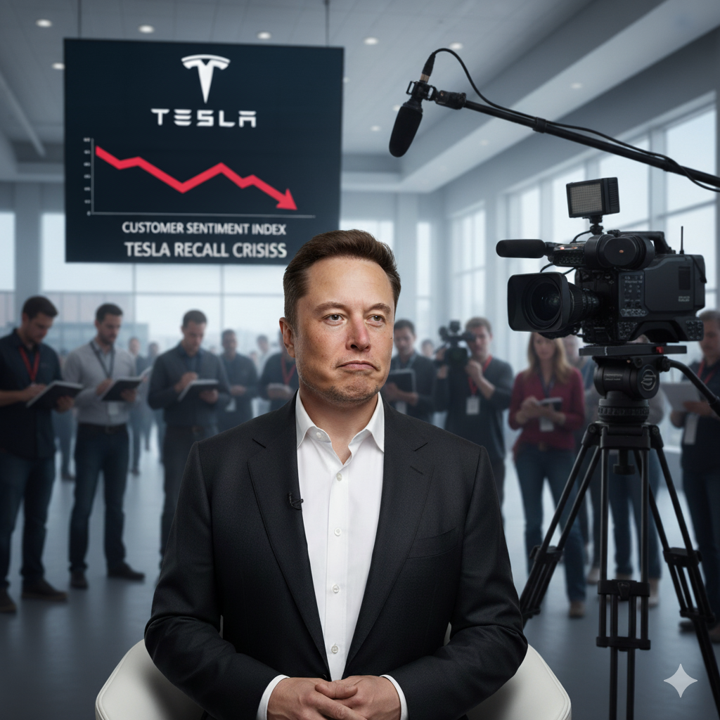 A view of the in-cabin camera located above the rearview mirror in a Tesla vehicle.